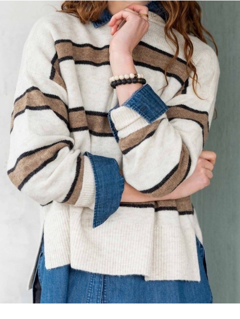 NWT Mersea Keeper Crewneck Chunky Stripe Sweater Women's Size M
